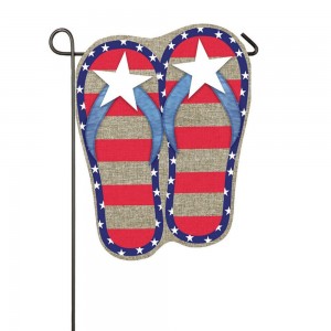 patriotic burlap flip flops flag, july 4th garden flag