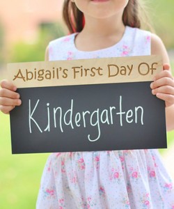 personalized chalkboard sign; first day of school